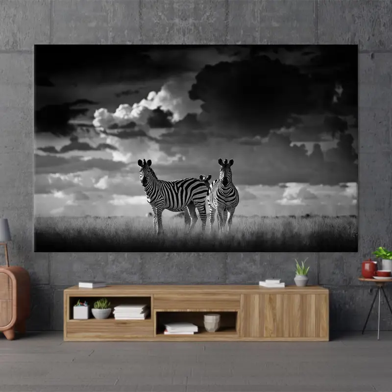 Black and White Wall Art, African Savannah Canvas Art, Zebra Couple Wall Decor, Canvas Wall Art, Animal Canvas Art, Home Decor Wall Art - 1