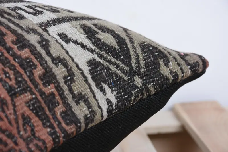 Boho Pillow, Shabby Chic Pillow, 14x14 Brown Pillow Case, Pillow Case, Kilim Pillow, Kilim Cushion Sham, Outdoor Bolster Cushion - 7