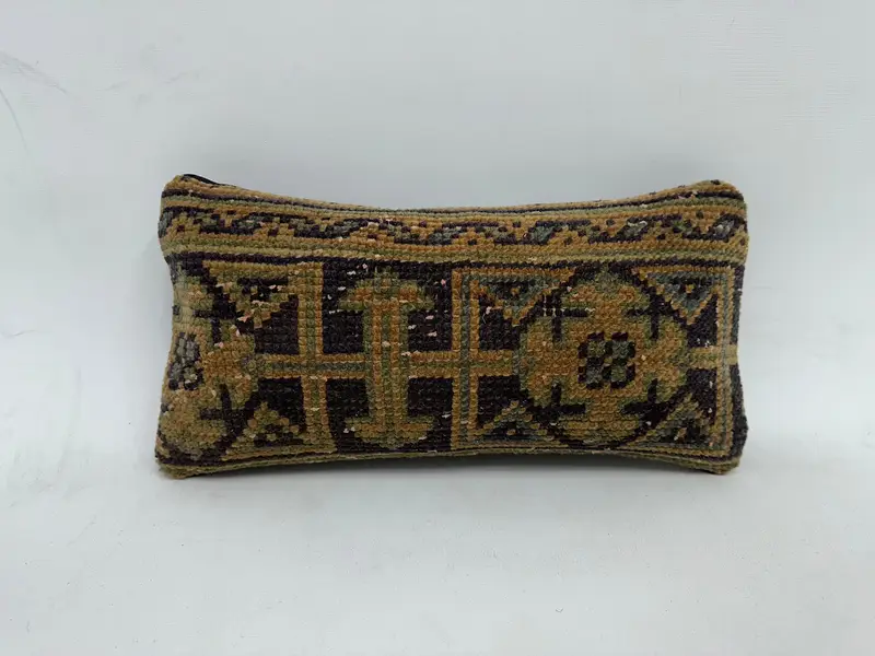 Boho Pillow Sham Cover, Colorful Pillow Sham, Vintage Kilim Pillow, Cushion Case, 8x16 Blue Cushion, Turkish Rugs Pillow Sham, Antique Pillows - 1