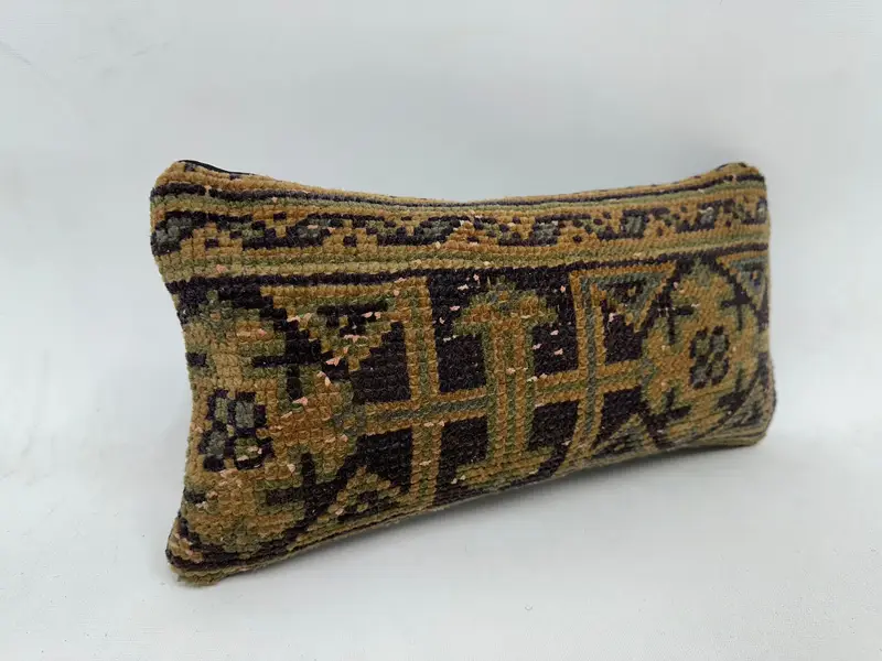 Boho Pillow Sham Cover, Colorful Pillow Sham, Vintage Kilim Pillow, Cushion Case, 8x16 Blue Cushion, Turkish Rugs Pillow Sham, Antique Pillows - 3