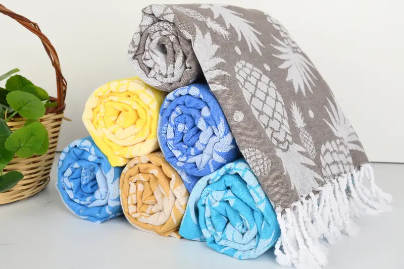 70x36 Cotton Pineapple Design Towel, Embroidery Towel, Wedding Gift, Bridal Shower Favors, Organic Towel, Lightweight Turkish towel, Employee Gifts - 5