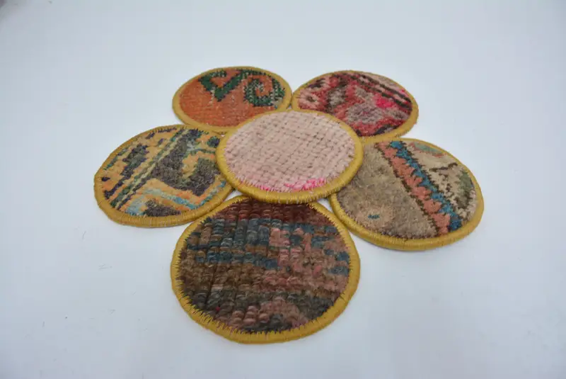 Bohem Kahverengi ve Bej Yuvarlak Bardak Altlığı, Benzersiz Bohem Bardak Altlığı