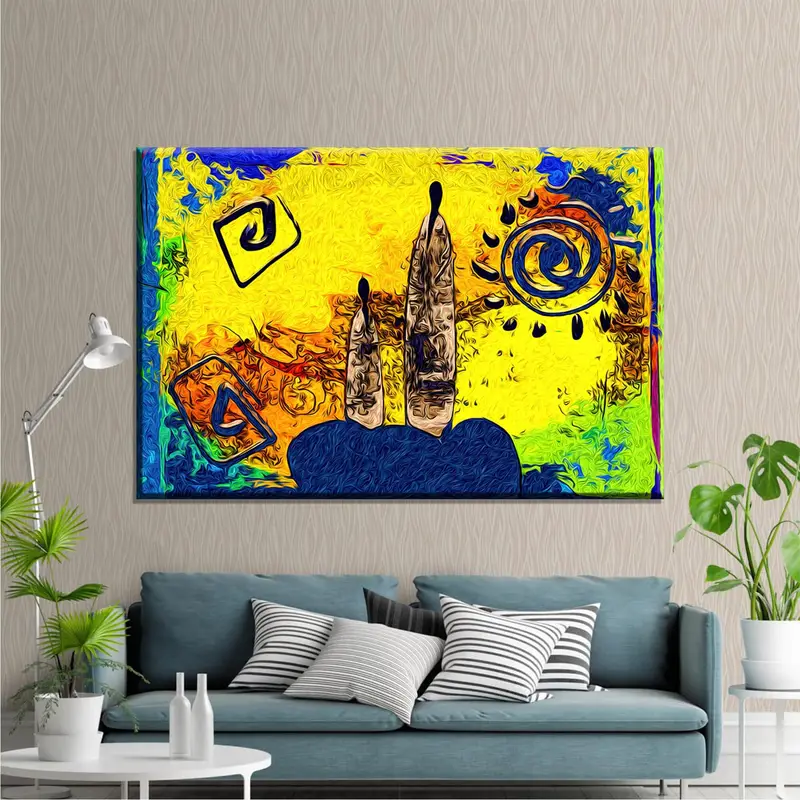 African Ethnic Retro, Vintage Illustration, Afro Woman, Abstract African Wall Art, Masai Canvas Print, African Art Painting, Masai Painting - 2