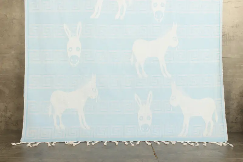 Bachelorette Towel Turkish Beach Towel Baby Blue Patterned, 40x71 Inches