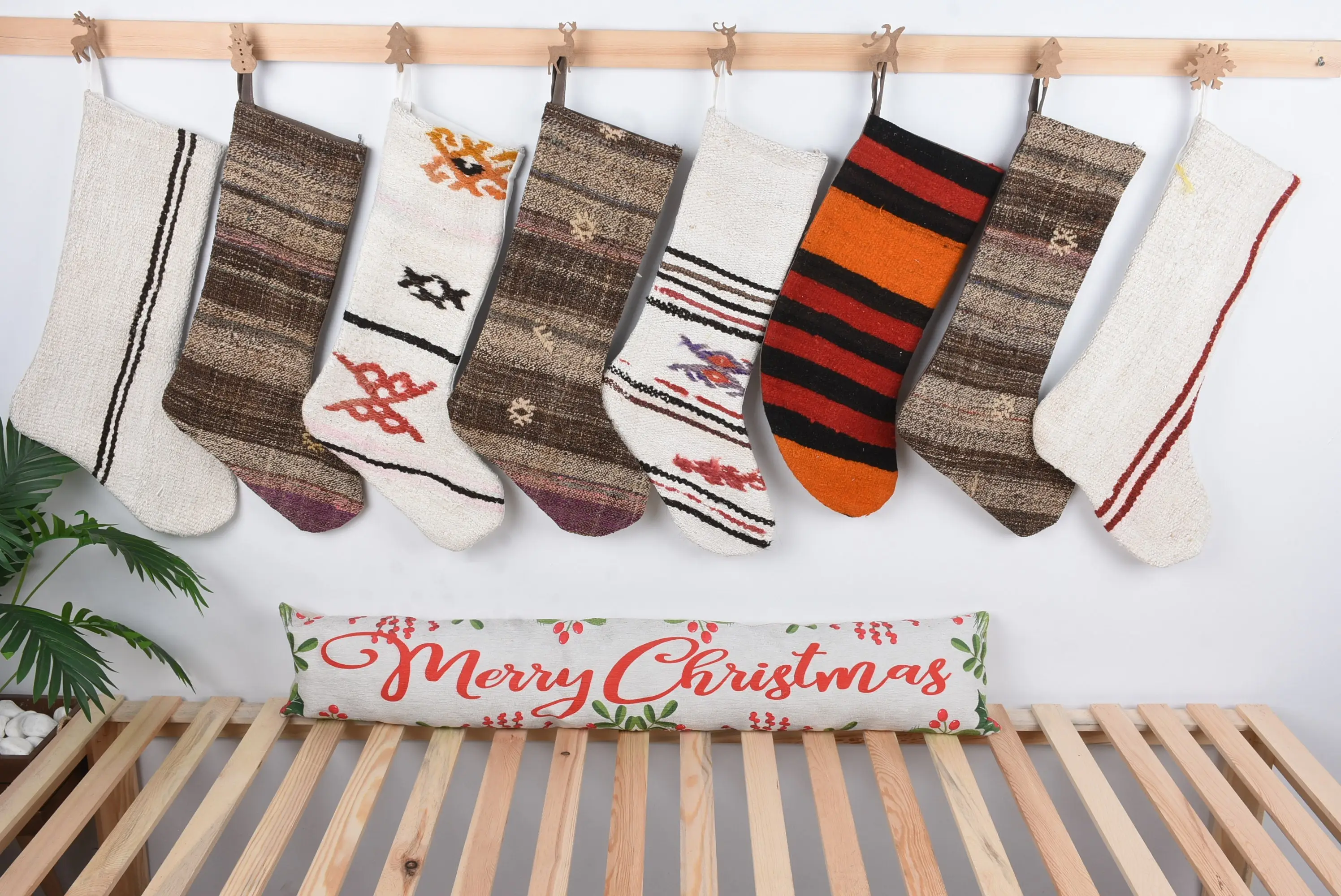 Medias festivas de adornos navideños Kilim, decoración decorativa para chimenea - 1