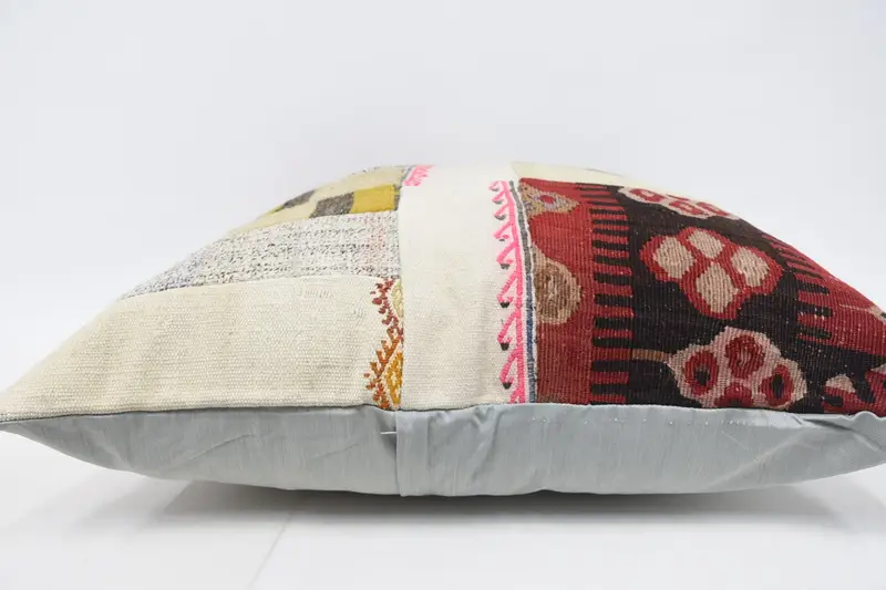 Patio Pillow Sham, Retro Cushion Case, 28x28 Beige Pillow Cover, Antique Pillows, Boho Pillow, Cushion Cover, Interior Designer Pillow - 5