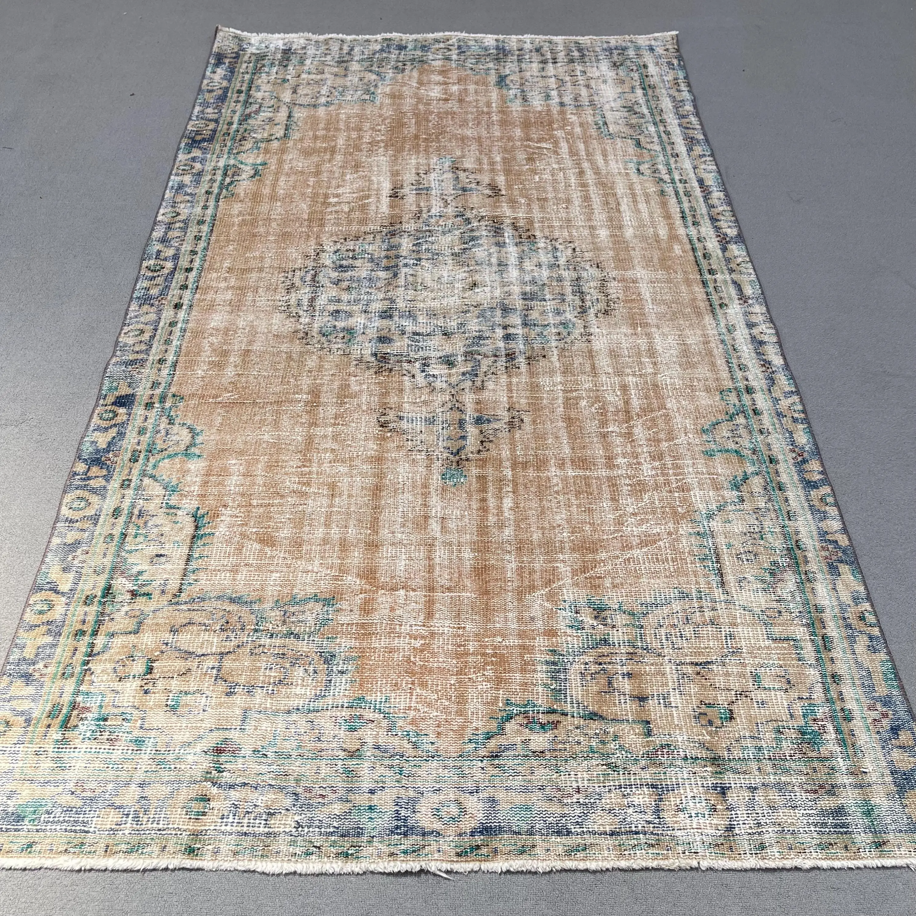 5x8.6 ft Halı, Vintage Türk Halısı, Kahverengi Yün Halı - 1