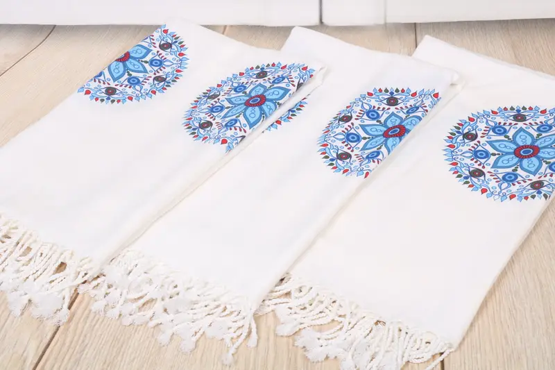 Decorative Towel, Travel towel, Quick-Dry Beach Towel, 70x40 Cotton Floral Patterned Towel, Bridal Shower Gift, Bridal Party Gifts, Holiday Towel - 7