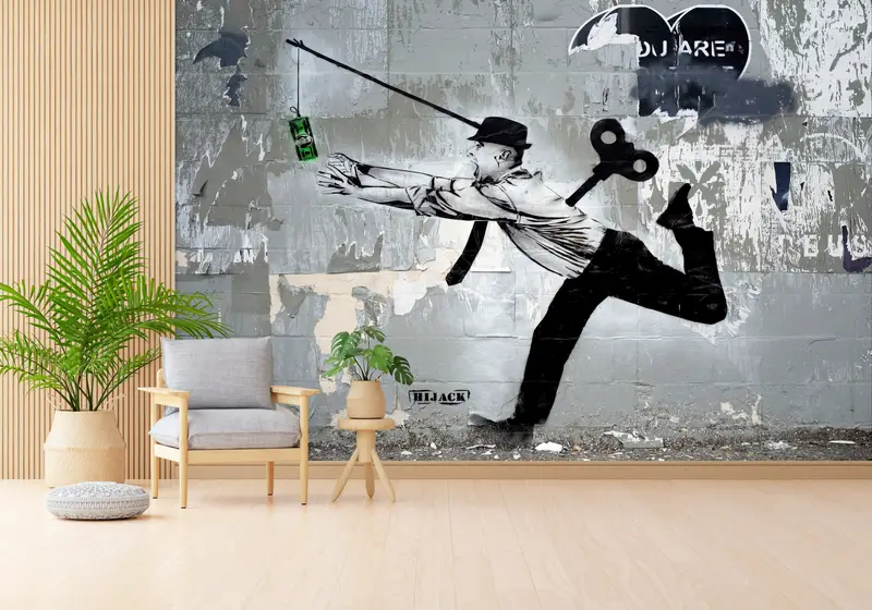 Elegante bedruckte Tapete: Thema „Hijack Money Lover Man“.