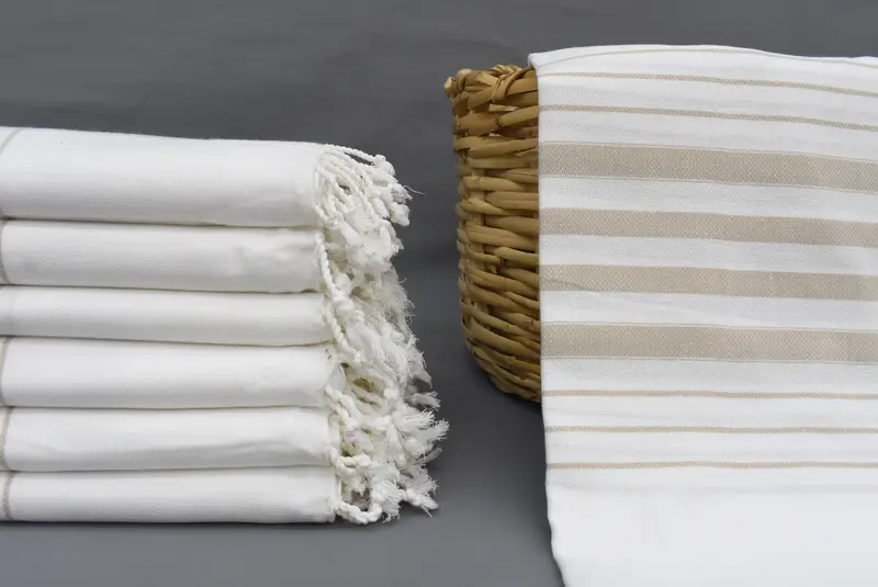 Brown Striped Organic Cotton Beach Towel, 70x36 Inches