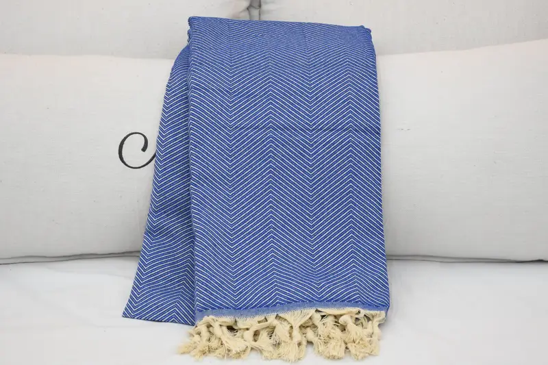 Personalised Gift, Monogram Beach Blanket, Monogram Blanket, Shower Curtain, Throw Blanket, Throw Blanket Couch, 84x68 Cotton Zig zag Towel - 5