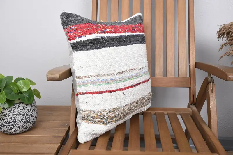 Kilim Cushion Sham, Interior Designer Pillow, Vintage Throw Cushion Cover, Ethnical Kilim Rug Pillow, Cushion Cover, 18x18 Beige Pillow - 2