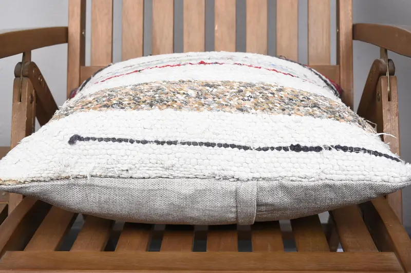 Kilim Cushion Sham, Interior Designer Pillow, Vintage Throw Cushion Cover, Ethnical Kilim Rug Pillow, Cushion Cover, 18x18 Beige Pillow - 6