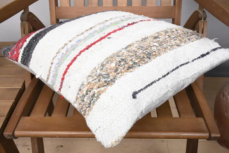 Kilim Cushion Sham, Interior Designer Pillow, Vintage Throw Cushion Cover, Ethnical Kilim Rug Pillow, Cushion Cover, 18x18 Beige Pillow - 4