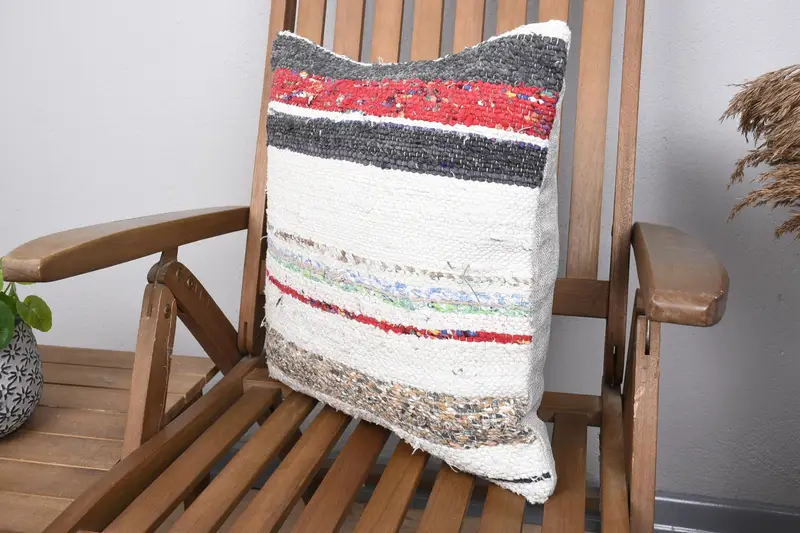 Kilim Cushion Sham, Interior Designer Pillow, Vintage Throw Cushion Cover, Ethnical Kilim Rug Pillow, Cushion Cover, 18x18 Beige Pillow - 3