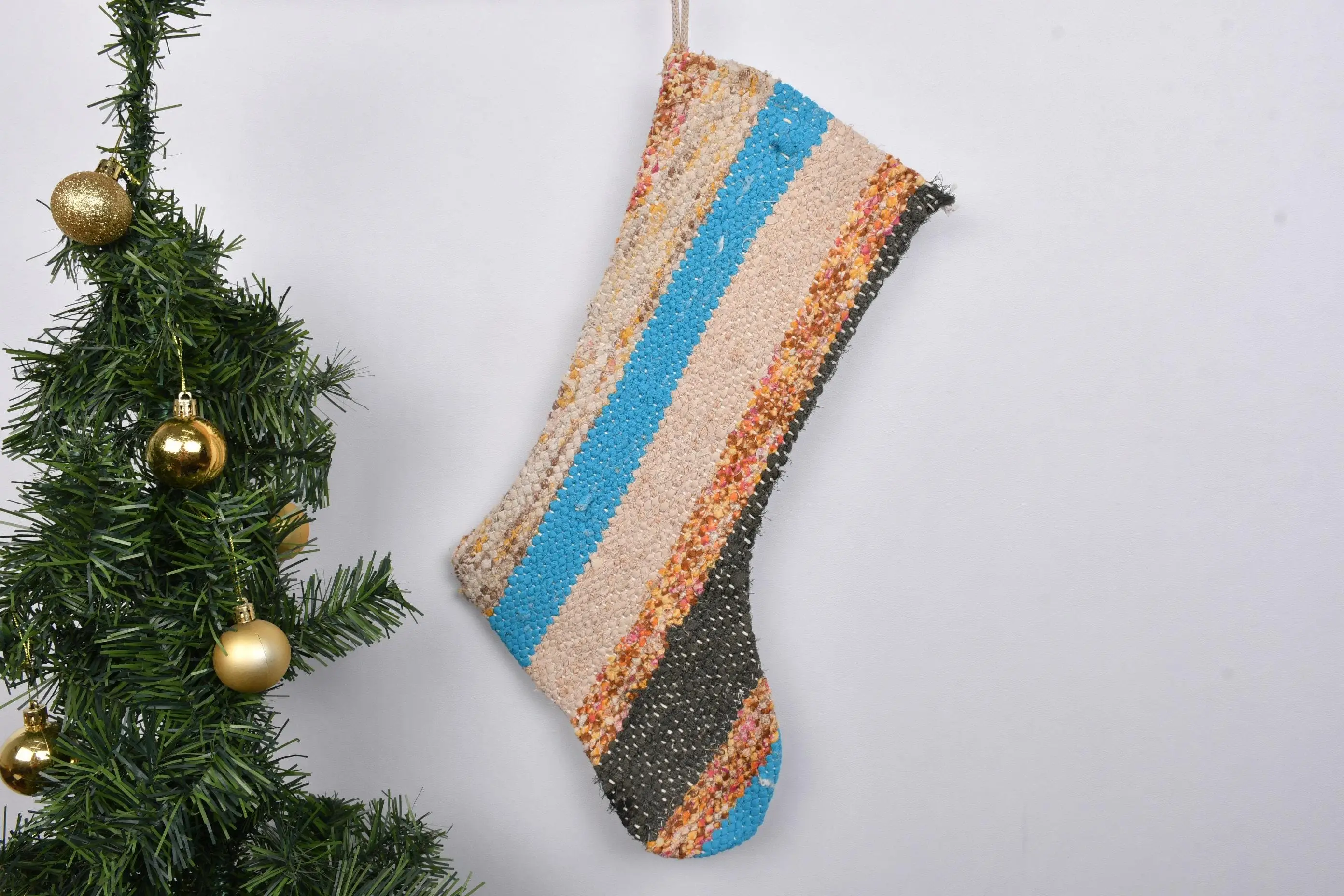 Festive Christmas Ornaments Pattern, 7 Inch Wide Christmas Stocking - 1