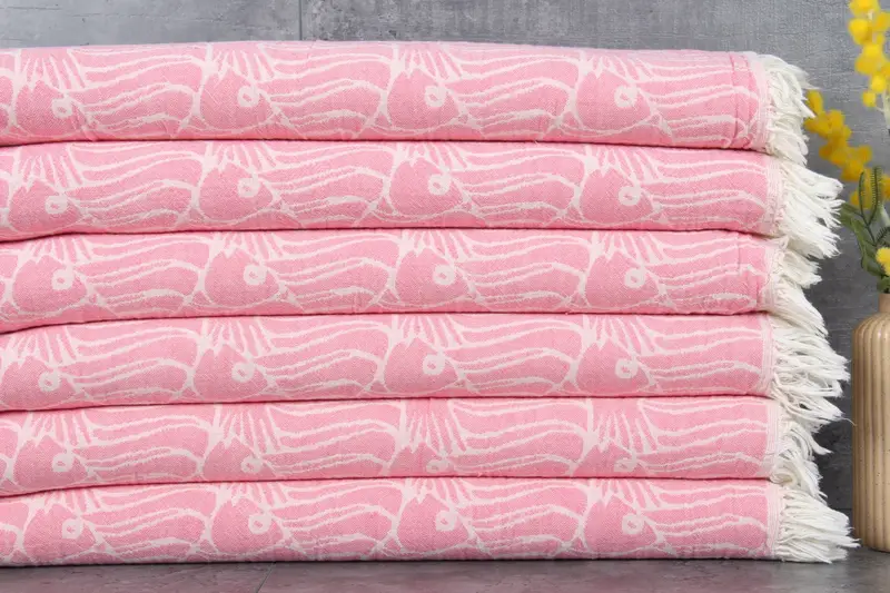 Hand Towel Monogrammed Organic Cotton Pink Animal Print, 24x40 Inches