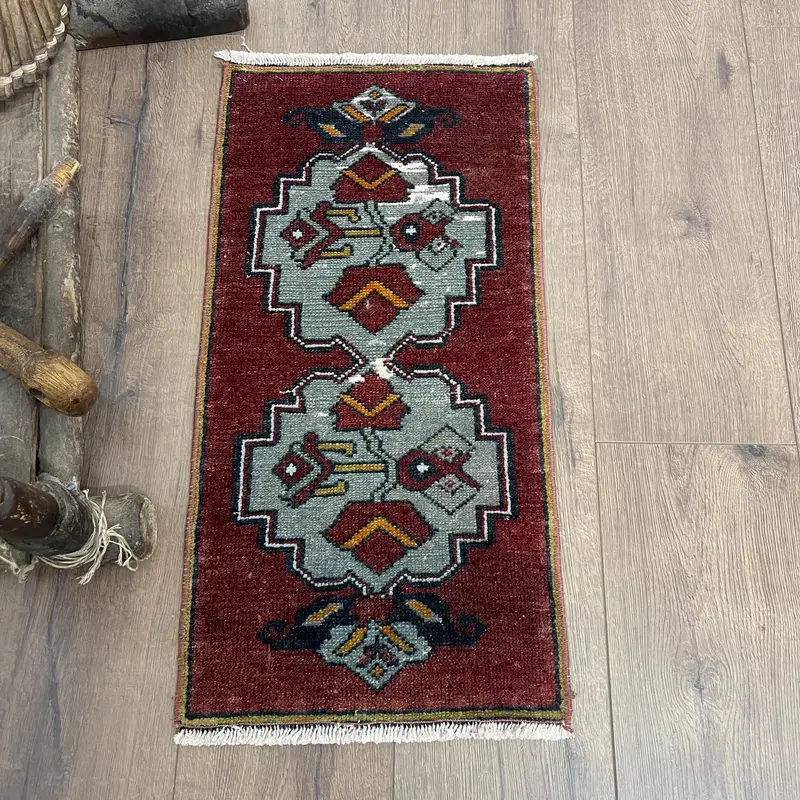 Mor Puantiyeli Halı, 1,2x2,3 ft Gri Vurgulu