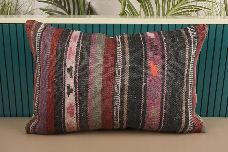 Living Room Throw Cushion, Purple Moroccan 16x24 inch Pillowcase - 1