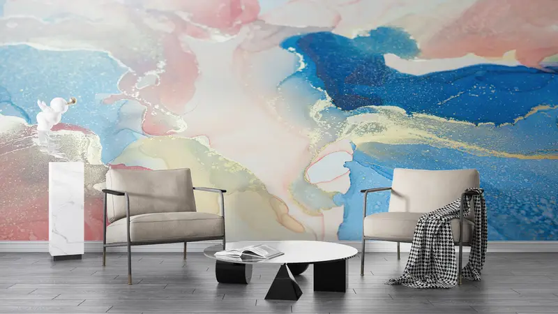 Modern Wall Paper, Wall Paper Peel and Stick, Colorful Marble Wall Art, Modern Wall Mural, Bright Wall Paper, Marble Wall Paper, - 3