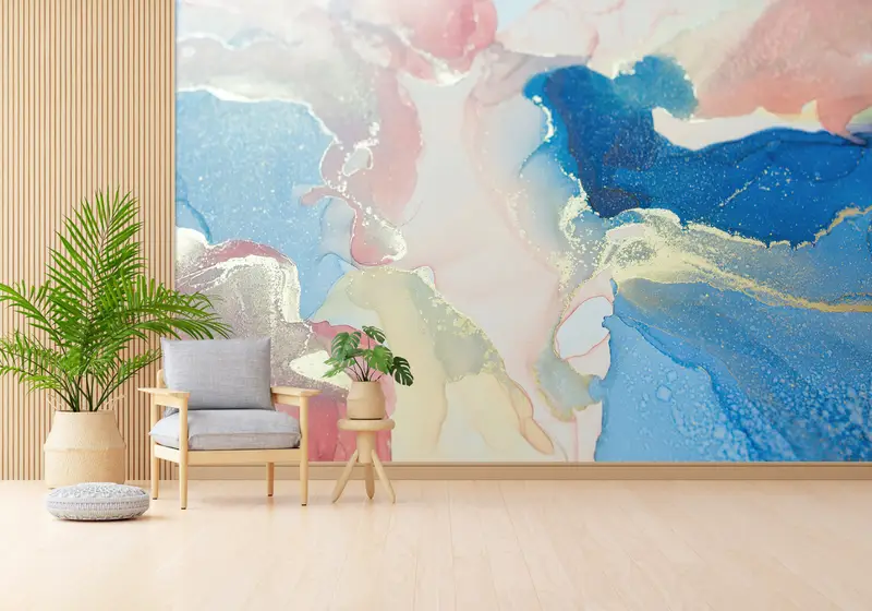 Modern Wall Paper, Wall Paper Peel and Stick, Colorful Marble Wall Art, Modern Wall Mural, Bright Wall Paper, Marble Wall Paper, - 4