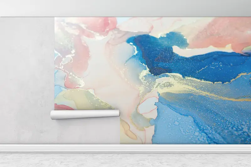 Modern Wall Paper, Wall Paper Peel and Stick, Colorful Marble Wall Art, Modern Wall Mural, Bright Wall Paper, Marble Wall Paper, - 1