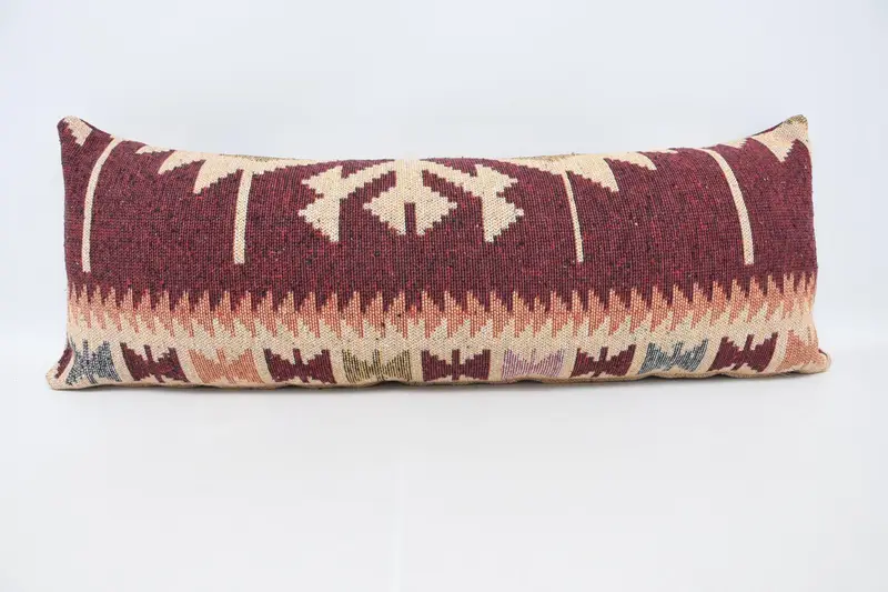 Vintage geometrischer rechteckiger Kissenbezug, marokkanischer 16x42 Zoll roter saisonaler Geschenk-Wollkissenbezug - 1