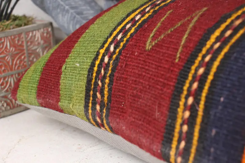 Vintage Kilim Throw Pillow, Cushion, 12x24 Orange Pillow Cover, Vintage Kilim Pillow, Muted Pillow Cover, Rustic Pillow Case, Home Decor Pillow - 7
