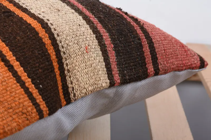 Boho Pillow, Pillow Cover, Gift Pillow, Meditation Cushion Cover, Vintage Kilim Pillow, Rustic Pillow Case, 12x20 Brown Pillow Sham - 7