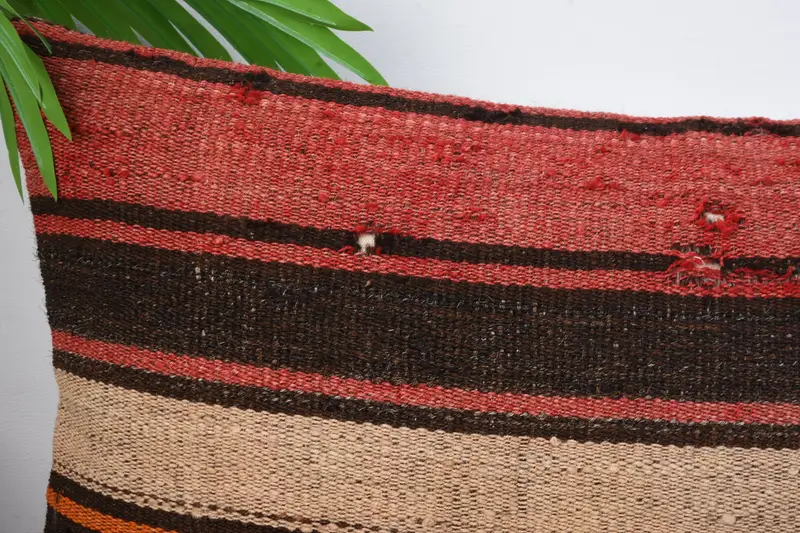 Boho Pillow, Pillow Cover, Gift Pillow, Meditation Cushion Cover, Vintage Kilim Pillow, Rustic Pillow Case, 12x20 Brown Pillow Sham - 2