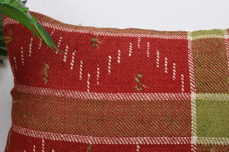 Vintage Kilim Throw Pillow, 16x24 Red Cushion, Kilim Cushion Sham, Kilim Pillow, Crochet Pattern Pillow Sham, Cushion, Ethnic Cushion Case - 2