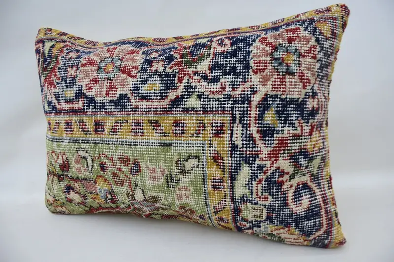 One Of A Kind Pillow Case, 16x24 Blue Cushion Cover, Comfy Throw Pillow Cover, Pillow, Throw Kilim Pillow, Kilim Pillow, Ethnical Kilim Rug Pillow - 3