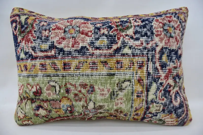 One Of A Kind Pillow Case, 16x24 Blue Cushion Cover, Comfy Throw Pillow Cover, Pillow, Throw Kilim Pillow, Kilim Pillow, Ethnical Kilim Rug Pillow - 1