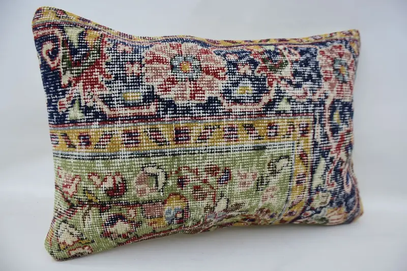 One Of A Kind Pillow Case, 16x24 Blue Cushion Cover, Comfy Throw Pillow Cover, Pillow, Throw Kilim Pillow, Kilim Pillow, Ethnical Kilim Rug Pillow - 2