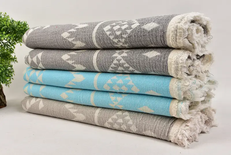 Home Decor Gifts, 70x40 Cotton Dolphin Patterned Towel, Quick-dry towel, Sand-free peshtemal towel for the beach, Turkish towel, Valentines Gift - 3