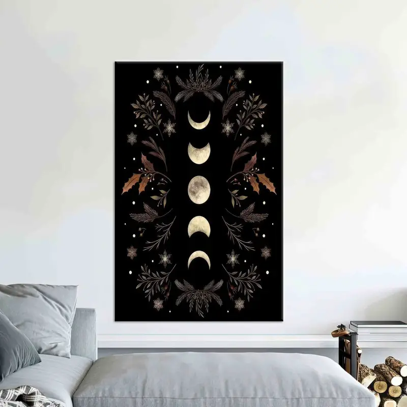Boho Moon Floral Canvas: Elegant Botanical Art Print