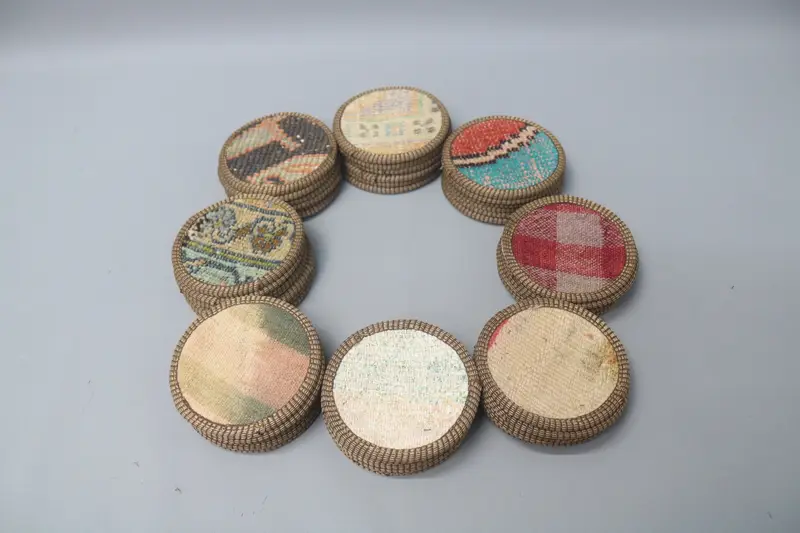 Böhmischer Kelim-Untersetzer, runder rutschfester Untersetzer