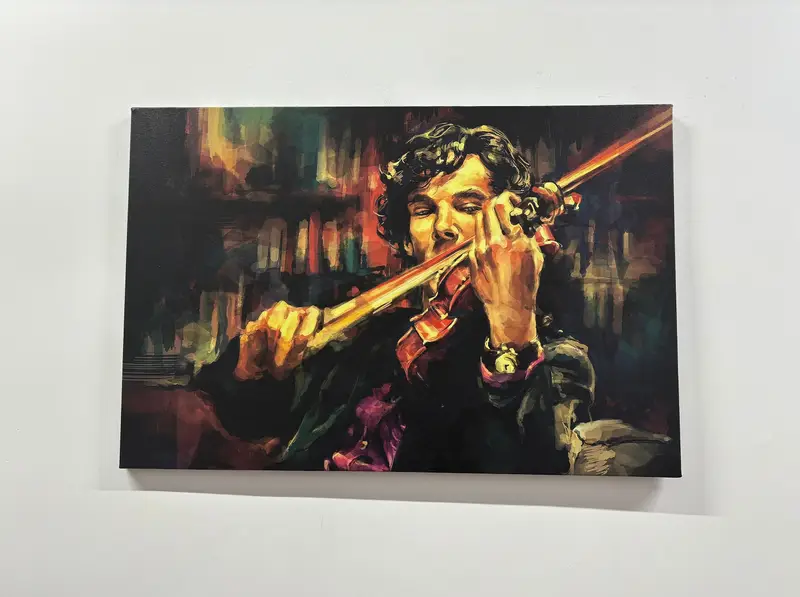 Men Violins Canvas Art, Sherlock Holmes Artwork, Abstract Canvas Art, Oil Painting Art, Music Wall Art, Violin Wall Decor, Violin Art Decor - 1