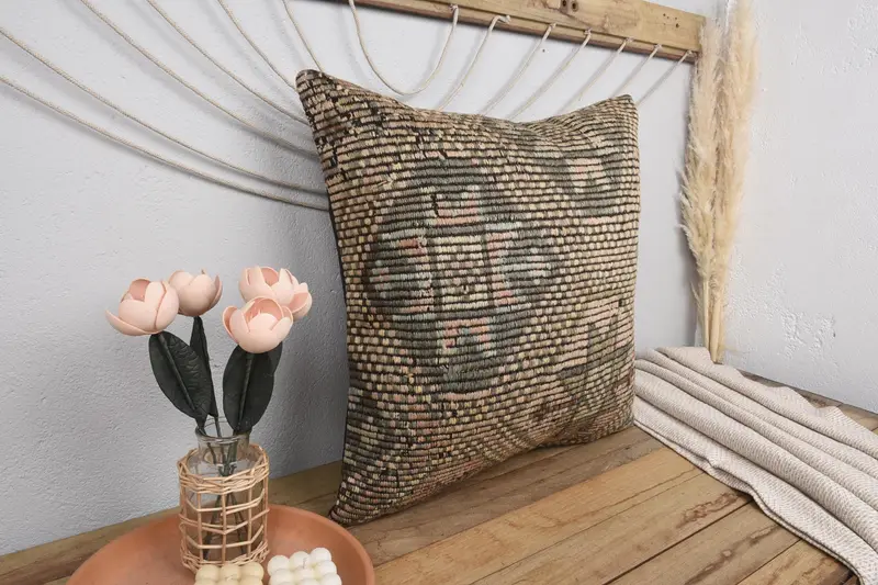 Pillow Case, Car Pillow, Pillow for Sofa, 24x24 Pink Pillow, Handmade Kilim Cushion, Handmade Throw Pillow Case, Seat Pillow Sham, Gift Pillow - 1