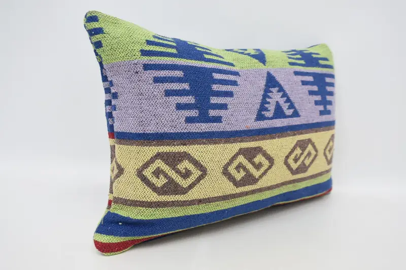 Ethnical Kilim Rug Pillow, Antique Pillows, Muted Pillow Case, Cushion Case, Boho Pillow Sham Cover, 16x24 Purple Pillow Cover - 3