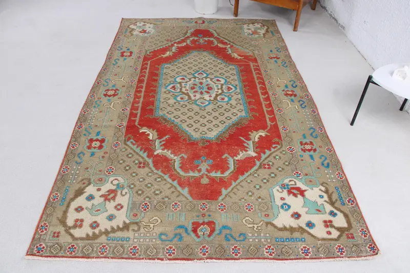 Handmade Red Camouflage Rug, 0.4x8.4 ft Unique Decor