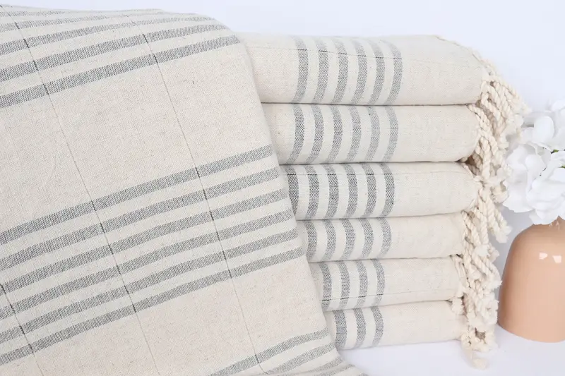 Monogram Towels, Sand-free towel, Custom Towel, Bridesmaid Gifts, Travel Towel, Christmas Favors, Organic Cotton Towel, 70x40 Linen Striped Towel - 1