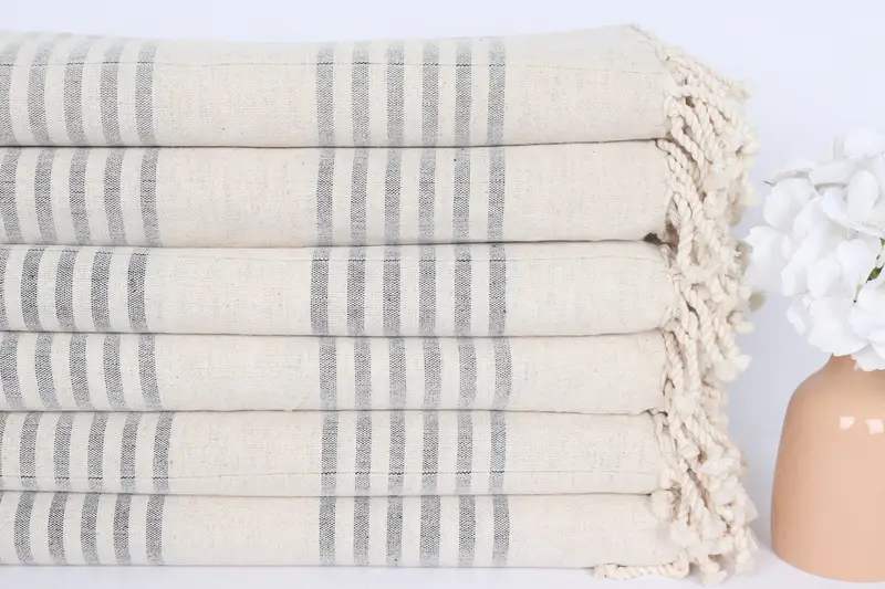 Monogram Towels, Sand-free towel, Custom Towel, Bridesmaid Gifts, Travel Towel, Christmas Favors, Organic Cotton Towel, 70x40 Linen Striped Towel - 3