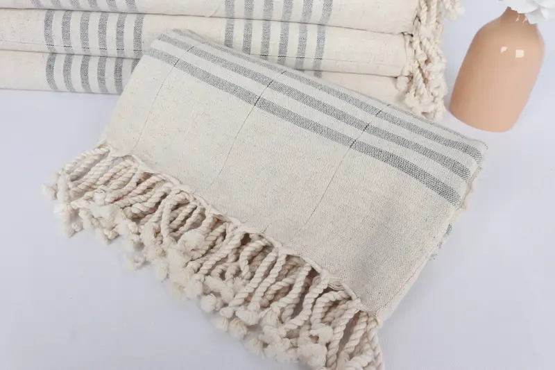 Monogram Towels, Sand-free towel, Custom Towel, Bridesmaid Gifts, Travel Towel, Christmas Favors, Organic Cotton Towel, 70x40 Linen Striped Towel - 4