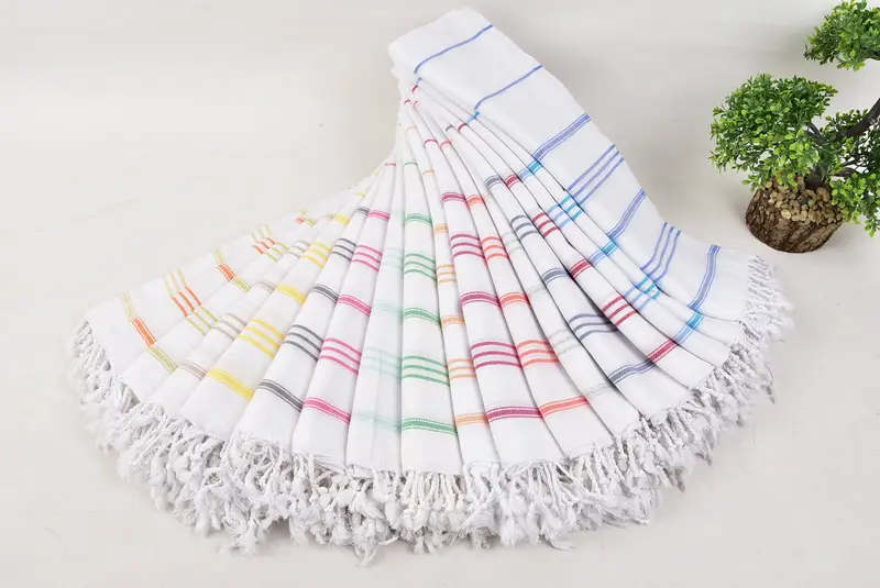 Doğum günü hediyesi, toplu sipariş havlu, monogramlı el havlu, yaz havlu, nedime hediyeleri, 40x24 pamuklu çizgili havlu, kişiselleştirilmiş bulaşık havlu - 4