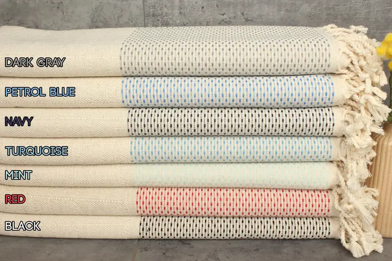 Beach Towel Organic Cotton Beige Polka Dot, 40x71 Inches