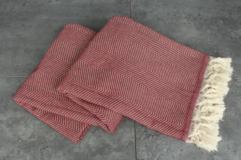 Anniversary Gift For Her, Bridesmaid Gifts, 84x68 Cotton Zig zag Towel, Monogram Blanket, Woven Blanket, Wedding Hand Made Gift, Aesthetic Blanket - 5