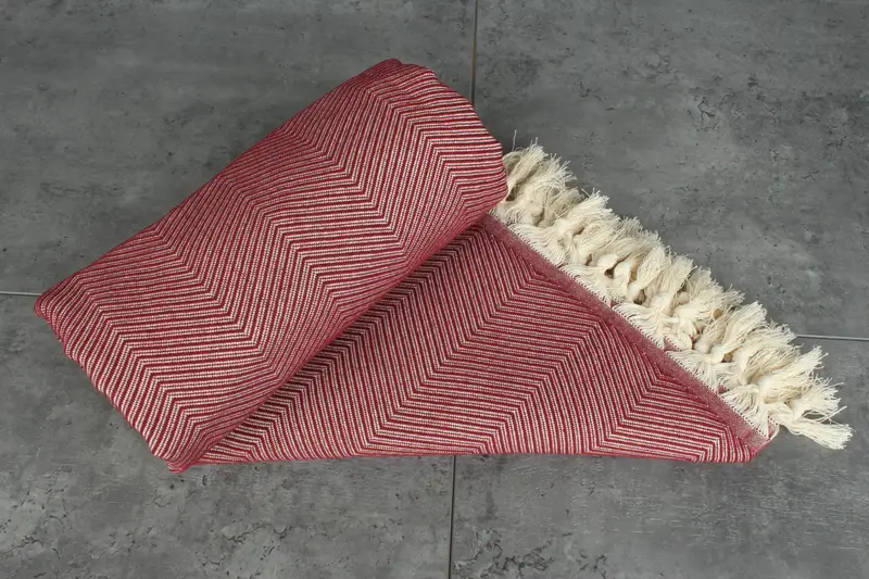 Anniversary Gift For Her, Bridesmaid Gifts, 84x68 Cotton Zig zag Towel, Monogram Blanket, Woven Blanket, Wedding Hand Made Gift, Aesthetic Blanket - 7
