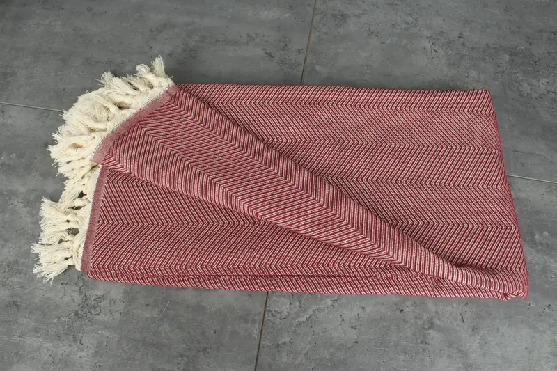Anniversary Gift For Her, Bridesmaid Gifts, 84x68 Cotton Zig zag Towel, Monogram Blanket, Woven Blanket, Wedding Hand Made Gift, Aesthetic Blanket - 3
