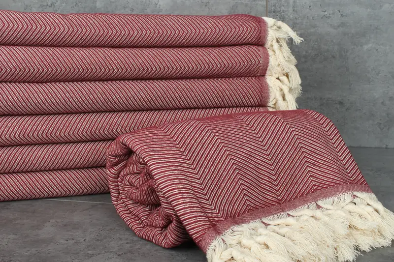 Anniversary Gift For Her, Bridesmaid Gifts, 84x68 Cotton Zig zag Towel, Monogram Blanket, Woven Blanket, Wedding Hand Made Gift, Aesthetic Blanket - 2